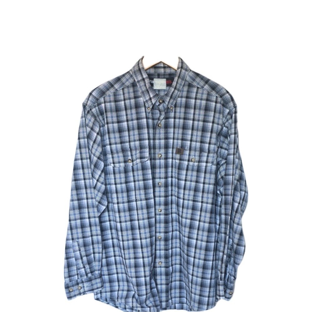 Wrangler RIGGS Workwear Men's Plaid Long Sleeve XL Button-Front Work Shirt
